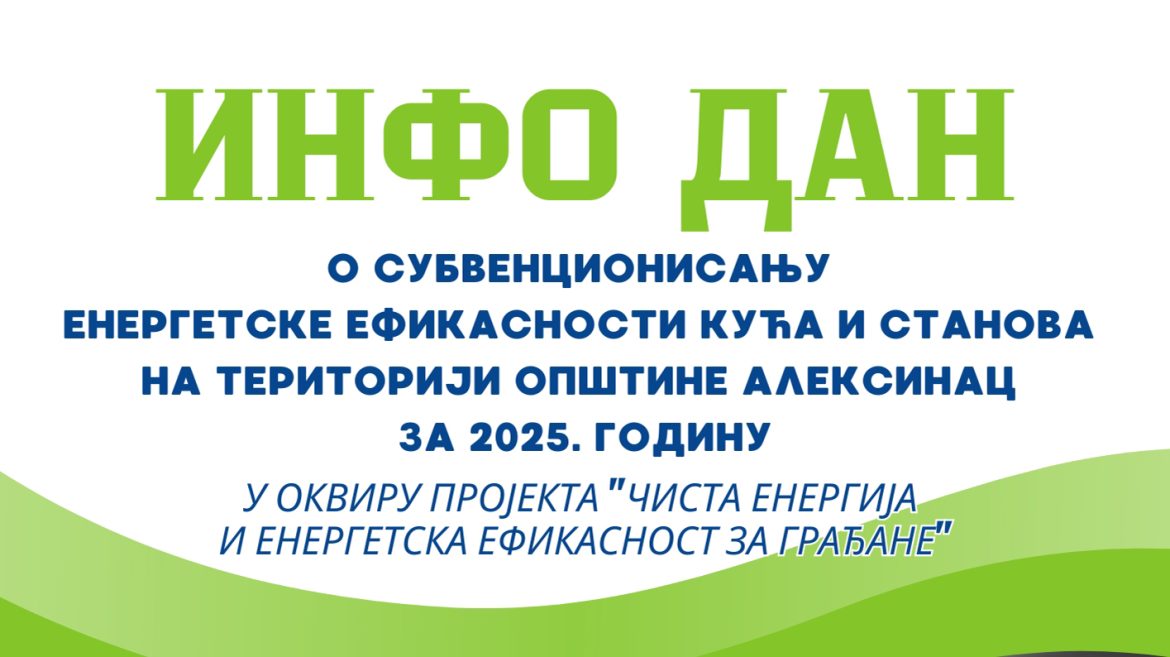 ИНФО ДАН О СУБВЕНЦИОНИСАЊУ ЕНЕРГЕТСКЕ ЕФИКАСНОСТИ КУЋА И СТАНОВА
