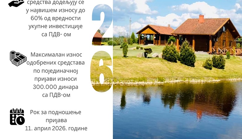 ЈАВНИ ПОЗИВ ЗА ДОДЕЛУ ПОДСТИЦАЈНИХ СРЕДСТАВА ЗА РАЗВОЈ СЕОСКОГ ТУРИЗМА НА ТЕРИТОРИЈИ ОПШТИНЕ АЛЕКСИНАЦ